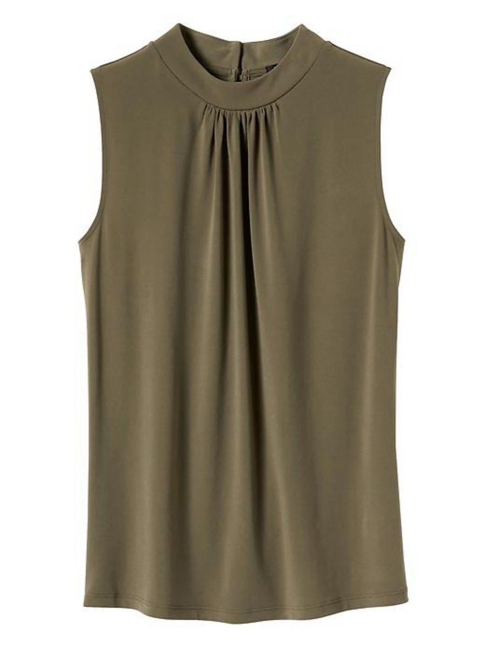 (GREEN BLUE) Banana Republic Sleeveless Gathered Mock-Neck Top